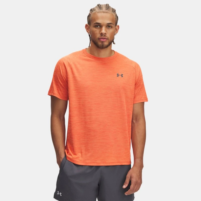 Under Armour Tech™ Textured Mens Short Sleeve Fire / Ares Red / Castlerock