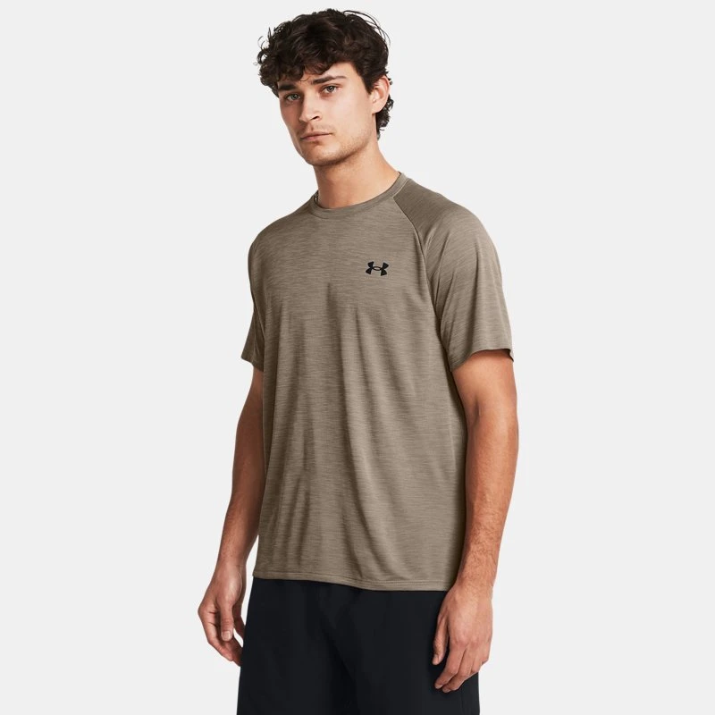 Under Armour Tech™ Textured Mens Short Sleeve Taupe Dusk / Black