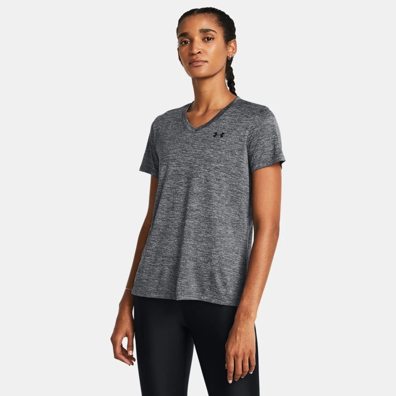 Under Armour Tech™ Twist Womens V-Neck Short Sleeve Castlerock / Steel / Black