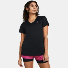 Under Armour Tech™ Womens V-Neck Short Sleeve Black / White