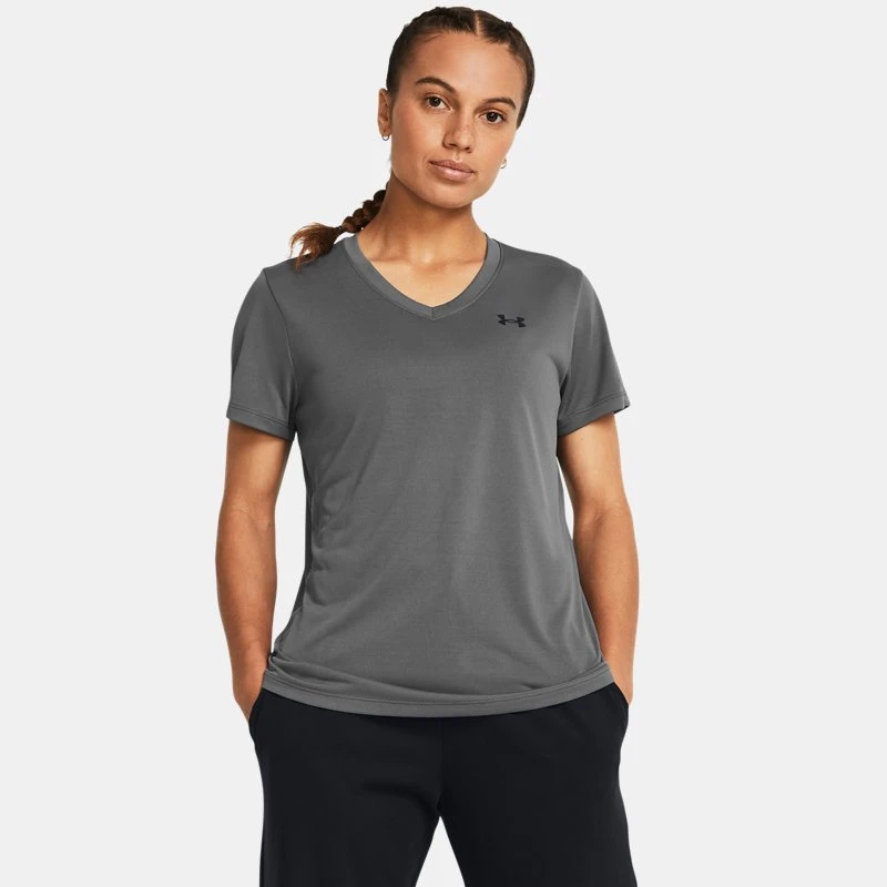 Under Armour Tech™ Womens V-Neck Short Sleeve Castlerock / Black