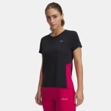 Under Armour Trail Run Womens Zip Short Sleeve Black / Shaded Fuchsia / Reflective