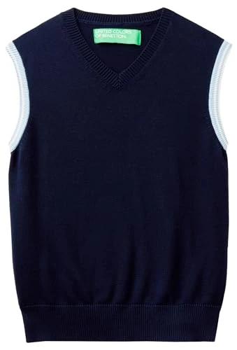 Undercolors of Benetton Men's V neck shirt S/M 1494 k400t Vest, Night Blue 016, XS