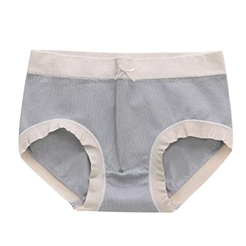 Underwear for Women Bikini Lace Women Solid Color Matching Bow Tie Cotton Stretch Underwear Ladies Mid Waisted Briefs Panties 2PCS Ruched Panties