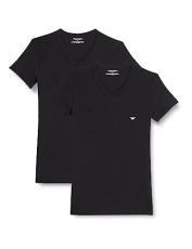 Underwear Men's 2-Pack T-Shirt V Neck, Black/Black, L