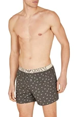 Underwear Men's Boxer Yarn Dyed Woven Pyjama Shorts, Earth/Sand Eagles, M