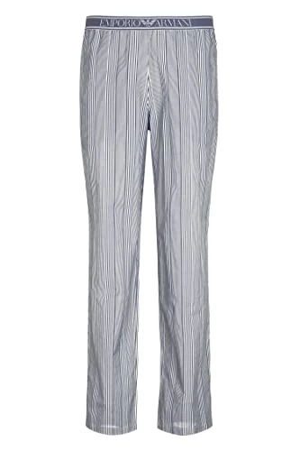 Underwear Men's Trousers Yarn Dyed Woven Pyjama, White/Indigo Striped, XS