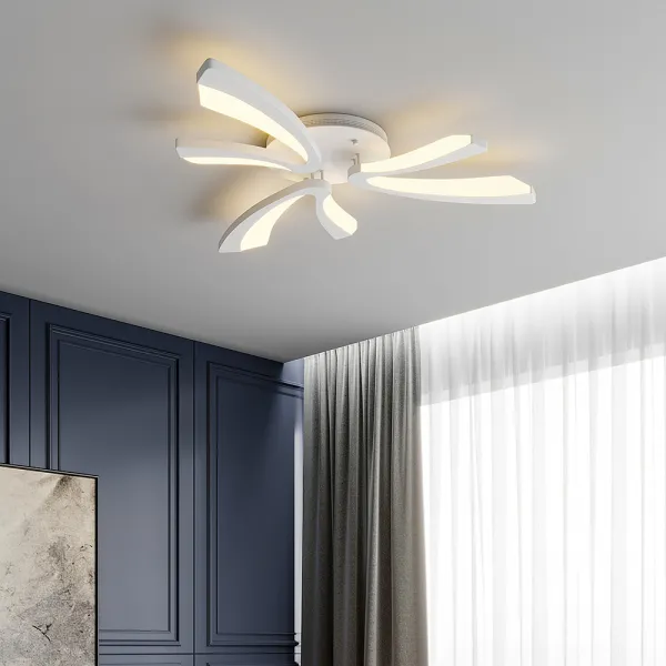 Unique V-Shaped LED Semi Flush Ceiling Light - Size Large - White