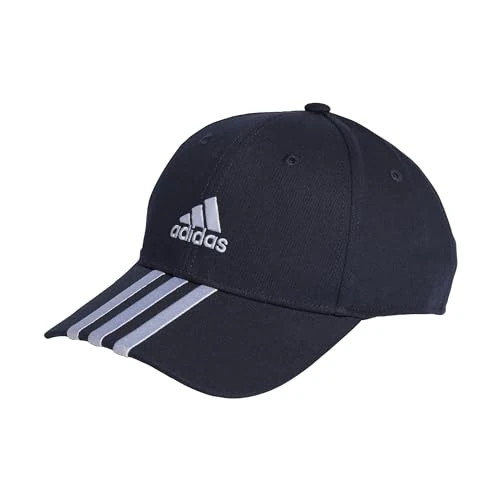 Unisex 3-Stripes Cotton Twill Baseball Cap, Legend Ink/White, S