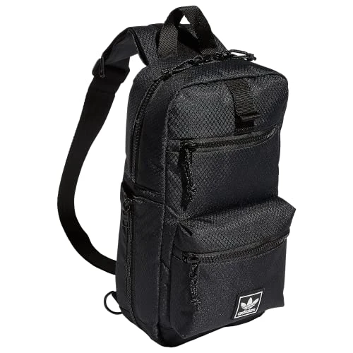Unisex-Adult Utility Crossbody Sling Bag with Water Bottle Sleeve, Black, One Size