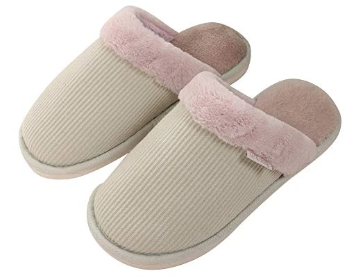 Unisex Adults Faux Fur Slippers Winter Warm Memory Foam Anti-Slip Indoor House Shoes Green 37/38