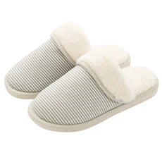 Unisex Adults Stripes Faux Fur Slippers Womens Mens Winter Warm Anti-Slip Indoor House Shoes Green 25 Unisex Adults Stripes Faux Fur Slippers Womens Mens Winter Warm Anti-Slip Indoor House Shoes Green 25