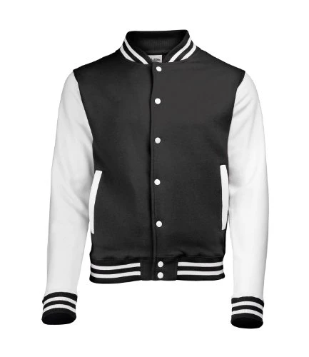 Unisex Adults Varsity Jacket Jet Black / White Medium