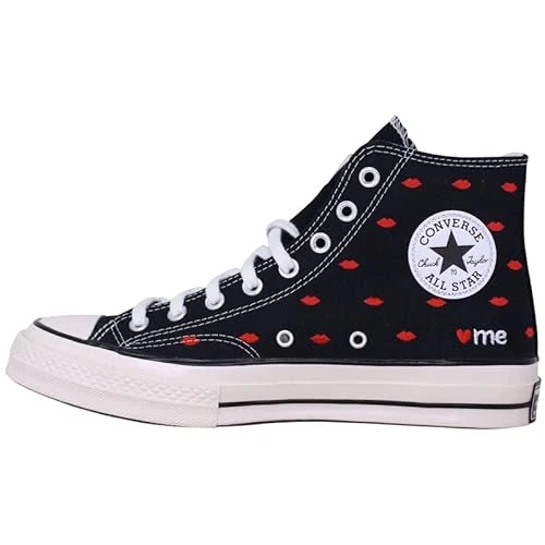 Unisex All Star '70s High Top Trainers, Black University Red Egret, 11.5 US Women/9.5 US Men