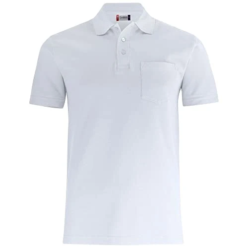 Unisex Basic W. Pocket Polo Shirt, White, L UK