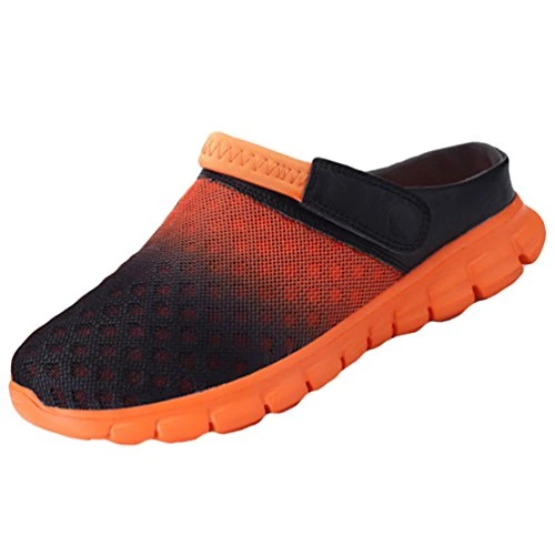 Unisex Breathable Lightweight Mesh Mule Clogs Summer Garden Beach Shoes Sandals (41 EU, 2 Orange)