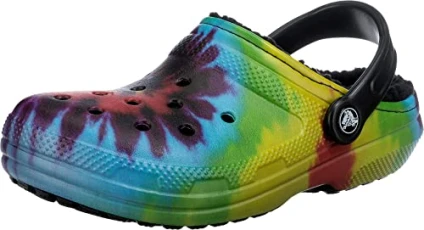 Unisex Classic Lined Tie-dye Clog Clogs, Multi Black, 5 UK Men/ 6 UK Women