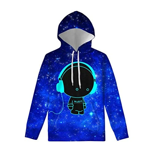 Unisex Crewneck Sweatshirt Novelty Galaxy Luminous Boys Long Sleeve Pullover Sweatshirts Jumper T-Sh