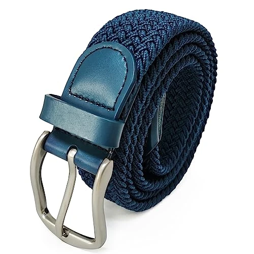 Unisex Elastic leather belt Braided stretch belt Stretch leather belt for men and women 90cm to 145cm