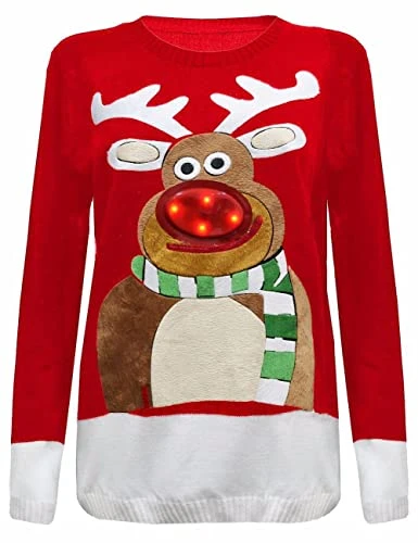 Unisex Men Women Xmas Special Tree Christmas 3D Jumper with LED Flashing Light UK Size 8-22