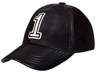 Unisex Men Womens Snapback 100% Leather Brown Baseball Cap with Adjustable Strap