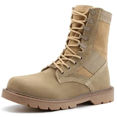 Unisex Mens Womens Fashion Combat Boots Desert Boots Non-slip Outdoor Hiking Trekking Boots Sneakers Mid-Calf Khaki SN1705 UK9