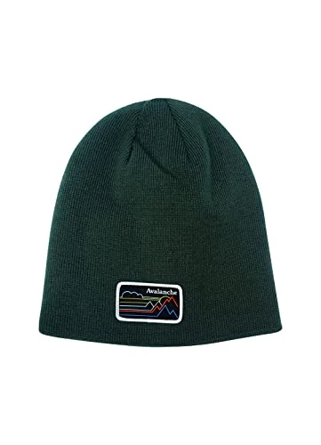 Unisex Mens/Women's Solid/Striped Reversible Stretch Knit Beanie Hat, Dark Green/Striped, One Size