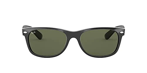 Unisex New Wayfarer Classic Sunglasses, Black With Green Classic G-15 Lens, 55 mm UK