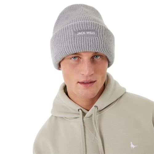 Unisex Rib Knitted Beanie Grey Marl One Size