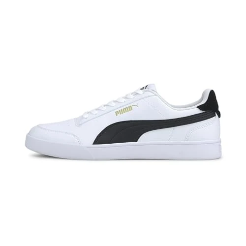 Unisex  Shuffle Sneakers,  White- Black- Team Gold, 9 UK