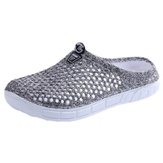 Unisex Summer Casual Breathable Slip On Clogs Beach Water Shoes Closed Toe Walking Slippers (37 EU, 2 Gray)