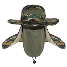 Unisex Sun Hat Mesh Bucket Hat Womens Mens Detachable Neck Face Flap Hat Outdoor Fishing Hat MCKhakiGreen One Size