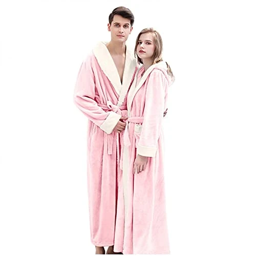 Unisex Warm Loungewear Sleepwear Womens Mens Loose Comfortable Fleece Dressing Gown Bathrobe Casual Soft Plush Flannel Robes Nightgown