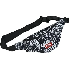 Unisex_Adult BAGO Animal Badge Waist Bag Slim Waistbag, Bright White Abstract Zebra AOP, 36x14x10 cm