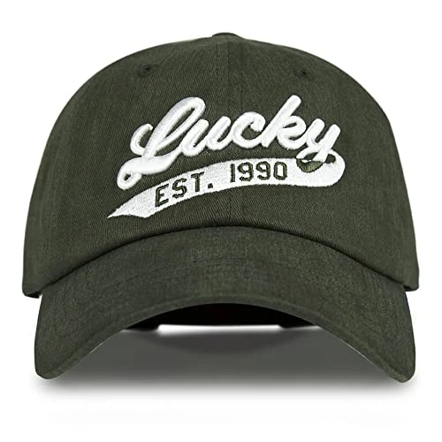 Unisex's Cotton Baseball Cap with Adjustable Straps for Men and Women (One Size Fits, 1990 Embroidered-Olive