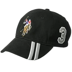 Unisex's Men's Polo Horse Adjustable Baseball Cap with Diagonal Accent Stripes, Black, One Size Unisex's Men's Polo Horse Adjustable Baseball Cap with Diagonal Accent Stripes, Black, One Size