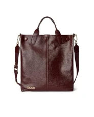 Unisex's North-South Tote Soft Travel Bag, Burgundy Shine Pebbled Leather, L