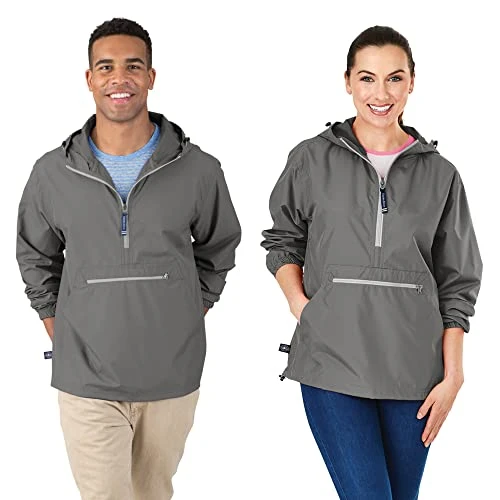 Unisex's Pack-n-go Windbreaker Pullover Jacket, Gray, XXL