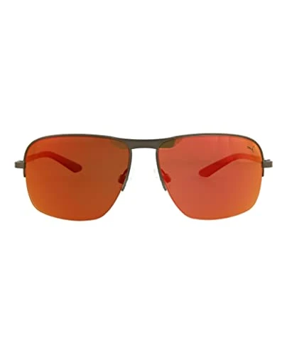 Unisex's PU0120S 004 Sunglasses, 004-Ruthenium/Red, 59