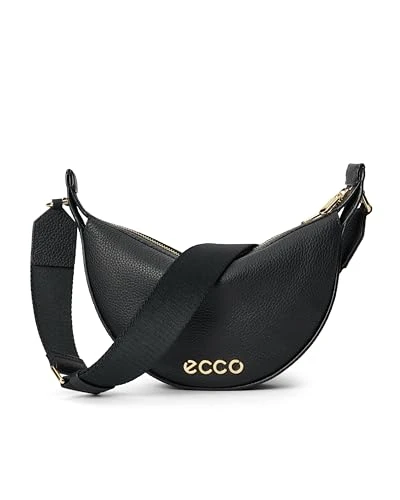 Unisex's Small Fortune Half Moon Crossbody Bag, Black Soft Pebbled Leather, S