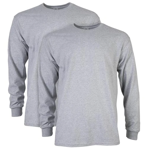 Unisex's Ultra Cotton Long Sleeve T-Shirt, Style G2400, Multipack, Sport Grey (2-Pack), L (Pack of 2