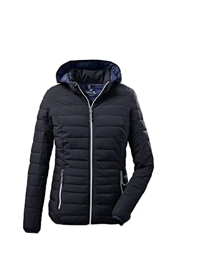 Uyaka Women's Quilted Jacket/Casual Functional Jacket in Down Look with Removable Hood