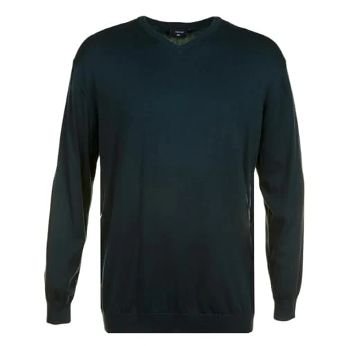 V-Neck Jumper Plain Long Sleeve Cotton Classic Teal Plus Size Mens 2XL-6XL KW031 (UK, Alpha, XXL, Pl