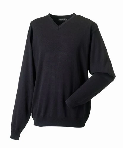 V Neck Knitted Pullover in Black Size XXL