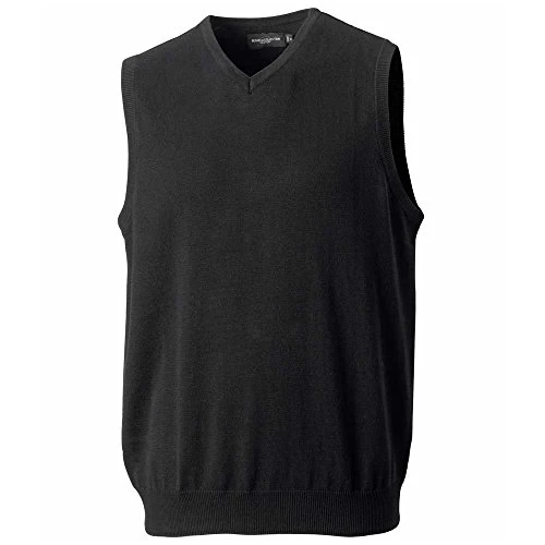 V Neck Sleeveless Knitted Sweater Mens Black