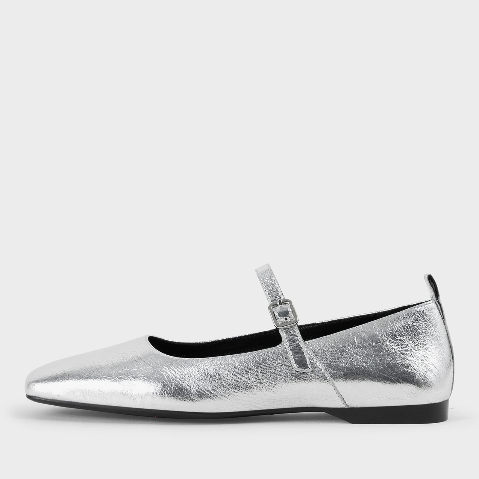 Vagabond Delia Leather Mary-Jane Flats - UK - Silver