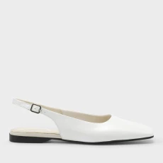 Vagabond Womens Delia Leather Slingback Flats - White Vagabond Womens Delia Leather Slingback Flats - White