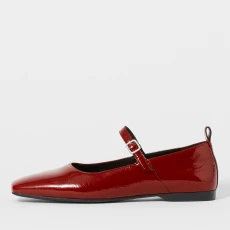Vagabond Womens Delia Patent Leather Mary-Jane Flats - UK - Red Vagabond Womens Delia Patent Leather Mary-Jane Flats - UK - Red