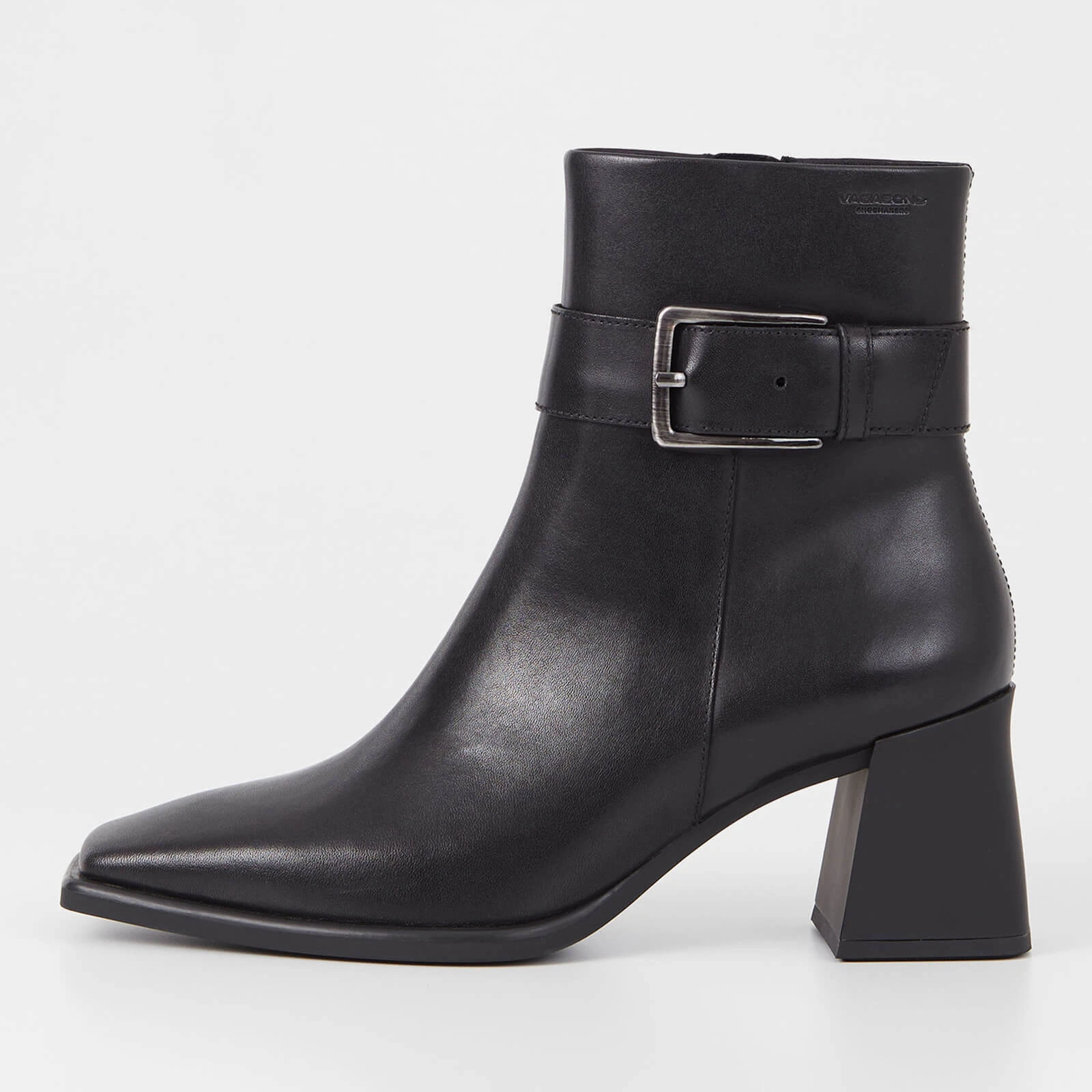 Vagabond Womens Hedda Buckle Leather Heeled Boots - UK - Black