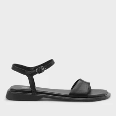 Vagabond Womens Izzy Leather Flat Sandals - Black